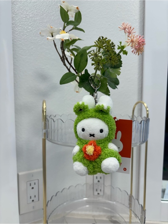 miffy Accessories - Cute Miffy🐰💚Green Froggie Keychain with Orange Flower Accent